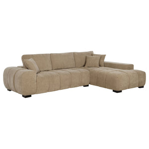 English Elm Plather Luxe Upholstered Sectional with Right Chaise, Grid-Tufted Reversible Cushions & Sturdy Block Legs Camel B062S01355