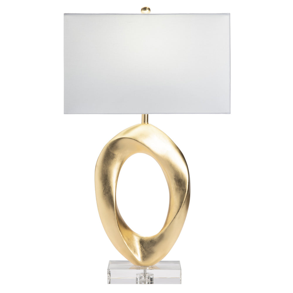 Crestview Collection 31" Apollo Gold Resin Table Lamp - Elegant Sculptural Design With White Shade & Crystal Base   Cvavp1646