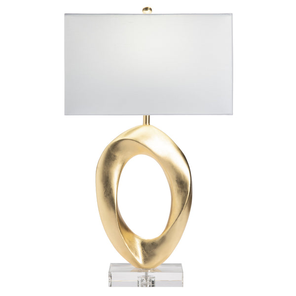 Crestview Collection 31" Apollo Gold Resin Table Lamp - Elegant Sculptural Design With White Shade & Crystal Base   Cvavp1646