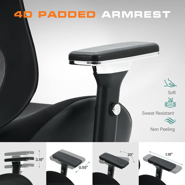 English Elm Big Tall Ergonomic Mesh Office Chair with 4d Armrests and Lumbar Support 750 Lb W1521P478259