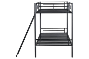 English Elm Contemporary Twin-over-Full Bunk Bed with Sturdy Metal Frame, Two-Tone Finish, Space-Saving Design Black 81 L x 15 W x 7 H B2741P347313