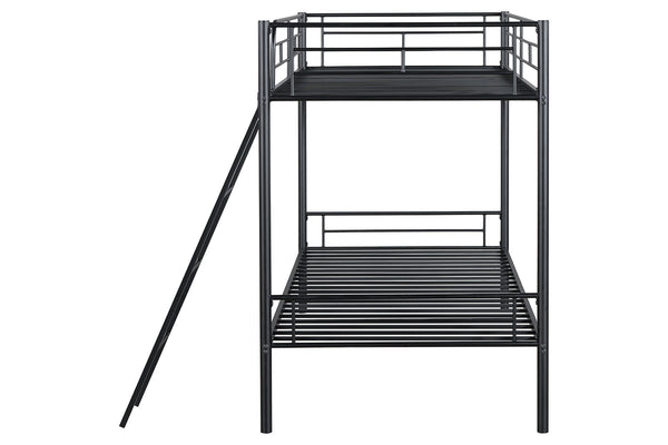 English Elm Contemporary Twin-over-Full Bunk Bed with Sturdy Metal Frame, Two-Tone Finish, Space-Saving Design Black 81 L x 15 W x 7 H B2741P347313