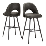 Homelegance By Top-Line Amala Metal Swivel 29" Bar Height Stools (Set of 2) Dark Grey Engineered Wood