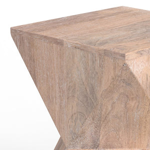 English Elm Sutton Solid Mango Wood Side Table Cerused Grain Finish Geometric Contemporary Design B136P419900
