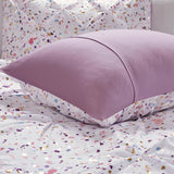 Intelligent Design Abby/Lara/Nicole Modern/Contemporary Metallic Printed and Pintucked Comforter ID10-1675 Plum