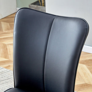 English Elm Table Set: Modern Black Wood Textured Dining Table With 4 Stylish Pu Chairs For Contemporary Dining W1151S04314-GIGA