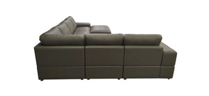 English Elm Large Square Arm Leather Match Modular Sectional for Spacious Living Rooms Olive Green B2748S00140