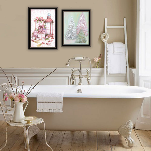 English Elm Trendy Decor 4u Pink Candy Land Christmas Tree Art Black Framed Holiday Wall Set B067P255231