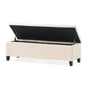 English Elm Upholstered Storage Ottoman with Solid Wood Legs Wide Hinged Bench for Living Rooms N757P414088B