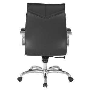 OSP Home Furnishings Deluxe Executive Top Grain Leather Office Chair with Lumbar Support and Chrome Arms Mid 8201