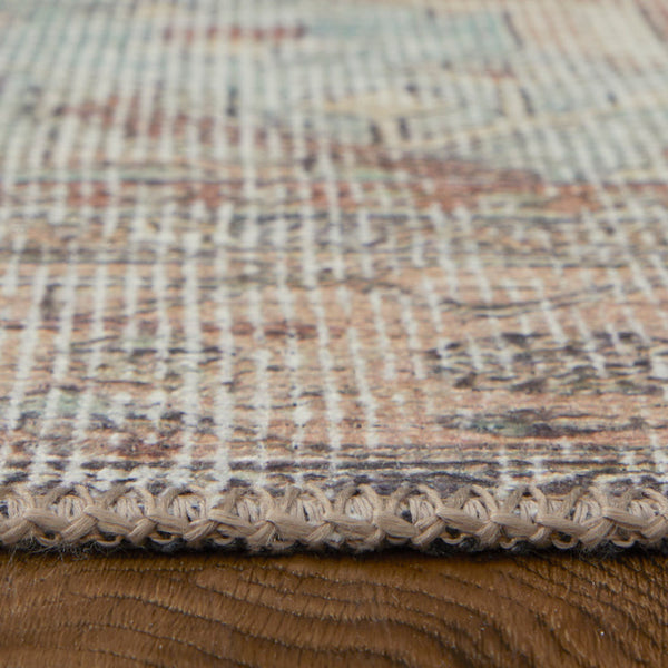 Feizy Rugs Percy Transitional Medallion Rug - Durable Machine Washable Design With Timeless Distressed Charm Orange,Brown,Taupe Polyester,Cotton,Viscose Prc39alfbrnrstf71