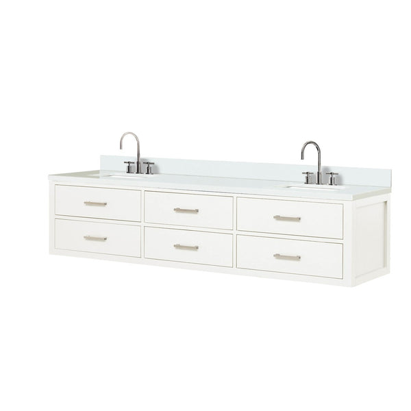 English Elm White Double Bath Vanity With Cultured Marble Top, Chrome Faucets & Soft-Close Cabinetry, 80" W B2731P258128-GIGA