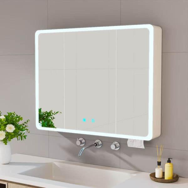 English Elm Led Aluminum Double Door Medicine Cabinet Anti Fog Mirror Bathroom Wall Mount W3083P370897