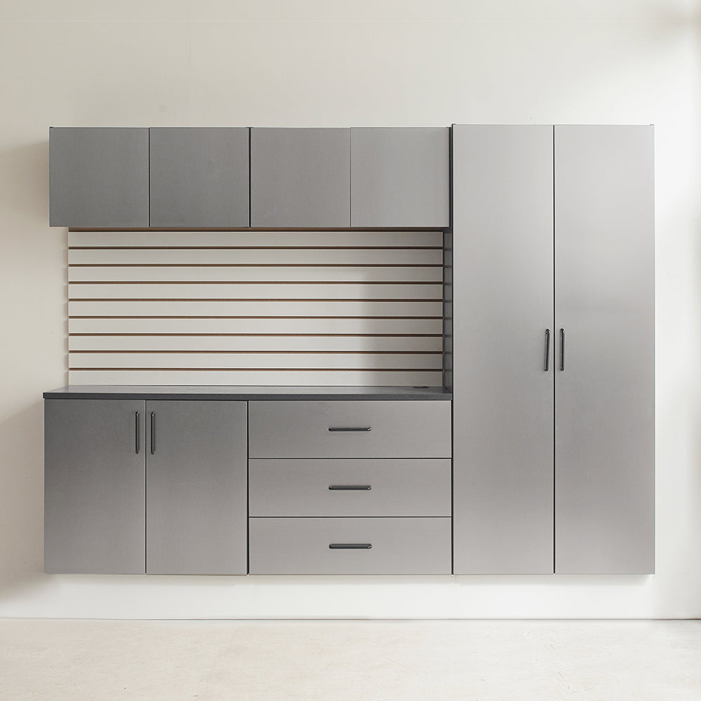 English Elm Astro 6-Piece Garage Cabinet Set - Durable Metallic Grey With Soft-Close Doors & Adjustable Shelves B040S00127