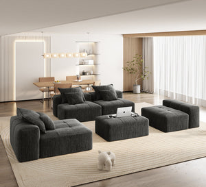 English Elm Modern Oversized Modular Sectional Sofa In Sparkling Chenille With 6 Pillows, No Assembly Needed! W1885S00074