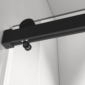 English Elm 56" Frameless Sliding Shower Door Tempered Glass Soft Close Brushed Nickel Hardware Matte Black W1573P198746