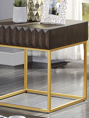 English Elm Contemporary Round Mid‑Century Accent Side Table with Tapered Legs, Solid Wood Build and Compact Design Gold,Walnut 27 L x 27 W x 10 H B2741P359684