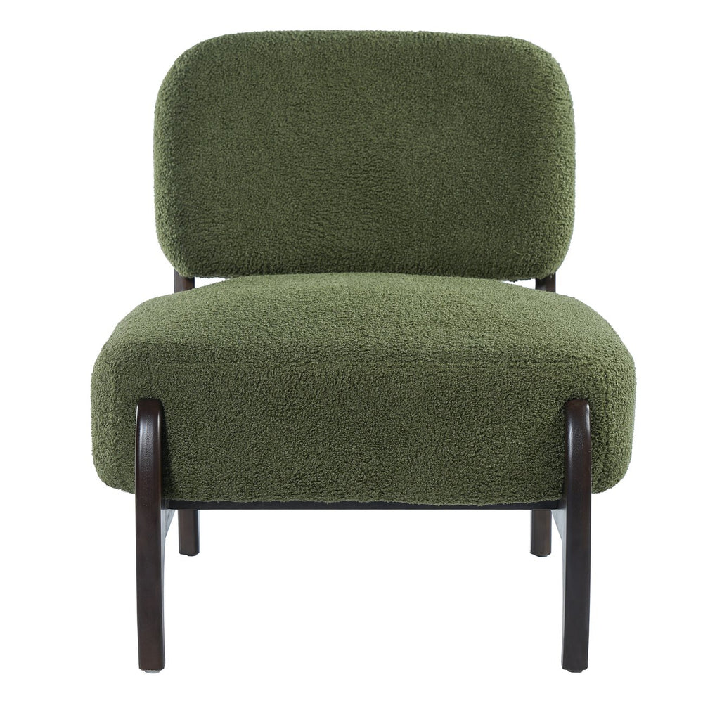 English Elm 26" Boucle Lounge Chair Solid Wood Frame Woven Texture Minimalist Seat for Any Room Green N767P408732D