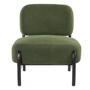 English Elm 26" Boucle Lounge Chair Solid Wood Frame Woven Texture Minimalist Seat for Any Room Green N767P408732D