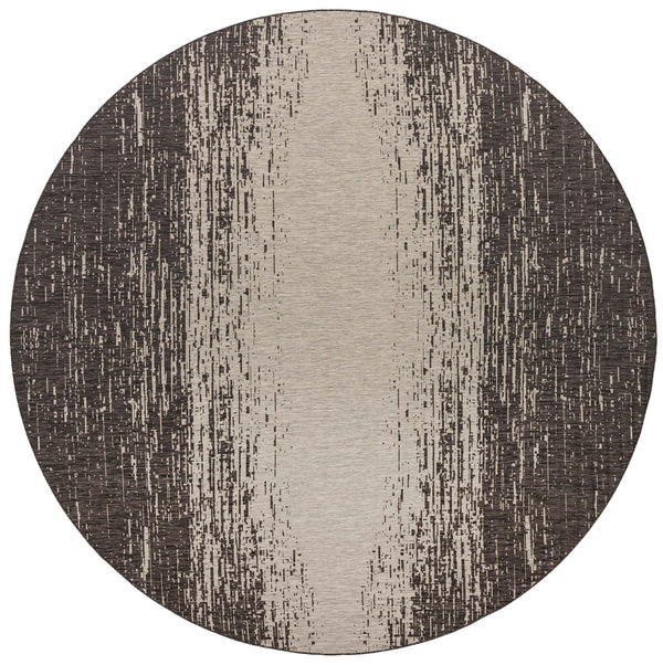 Unique Loom Outdoor Modern Ombre Machine Made Abstract Rug Charcoal Gray, Ivory/Gray 13' 0" x 13' 0"