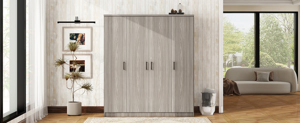 English Elm 4-door Wardrobe with Drawer Gray Mdf Freestanding Bedroom Closet Storage Unit LP006002AAE