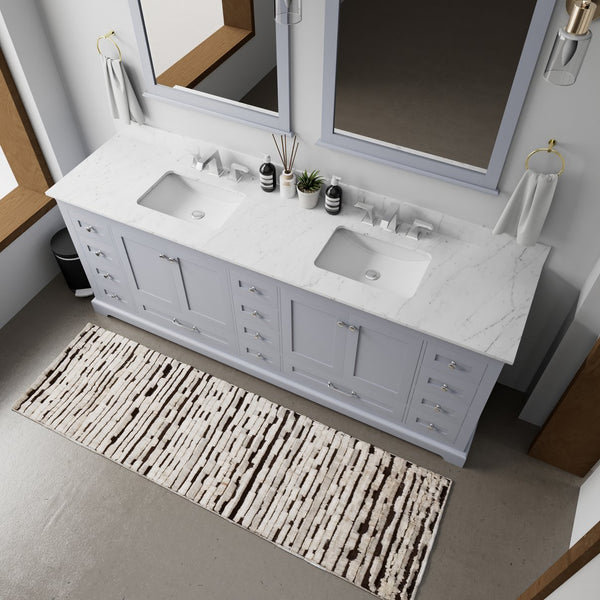 English Elm Dark Grey Double Bath Vanity 84" W With Mirrors – Elegant Storage Solution For Modern Bathrooms B2731S00547