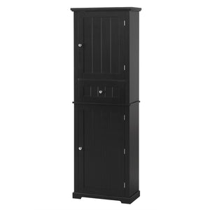 English Elm Tall Bathroom Storage Cabinet - Sleek Freestanding Organizer With Drawer & Adjustable Shelf, Black N725P206890B-GIGA