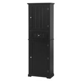 English Elm Tall Bathroom Storage Cabinet, Freestanding Storage Cabinet With Drawer and Adjustable Shelf, Mdf Board With Painted Finish, Black