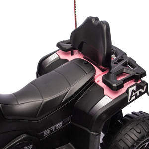 English Elm 24v Kids Electric Ride-on Atv with Dual Motors Bluetooth Led Lights and Flag Poles Pink W1578P305896
