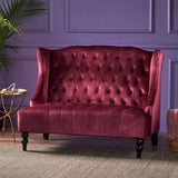 Christopher Knight Home® - Noble House - Leora Modern Glam Tufted Velvet Wingback Loveseat