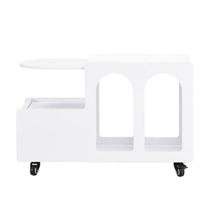 English Elm On-Trend Cream Mobile End Table With Lockable Wheels, Narrow Storage Nightstand For Small Spaces N721P191983K-GIGA