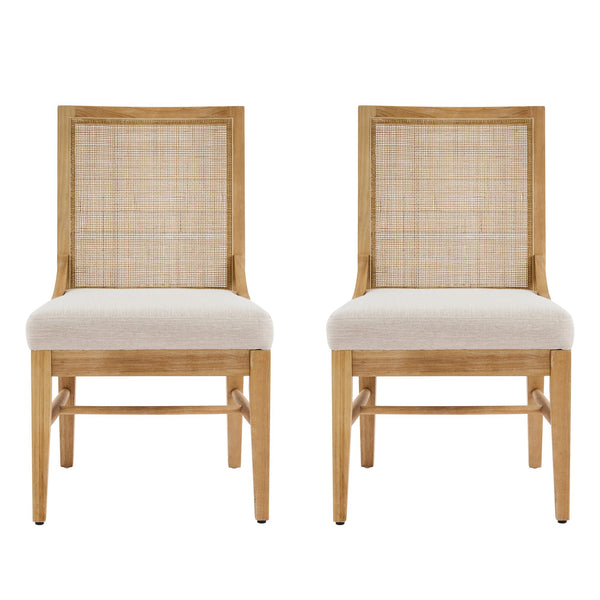 English Elm Christopher Knight Home® - Upholstered Dining Chairs Set Of 2 - Natural Cane Back & Rubberwood Legs For Modern Elegance N768P367152N