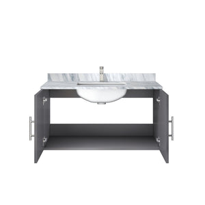 English Elm Dark Grey Bath Vanity 36" W X 22" D With Elegant Carrara Marble Top & Chrome Faucet For Modern Style B2731P258601