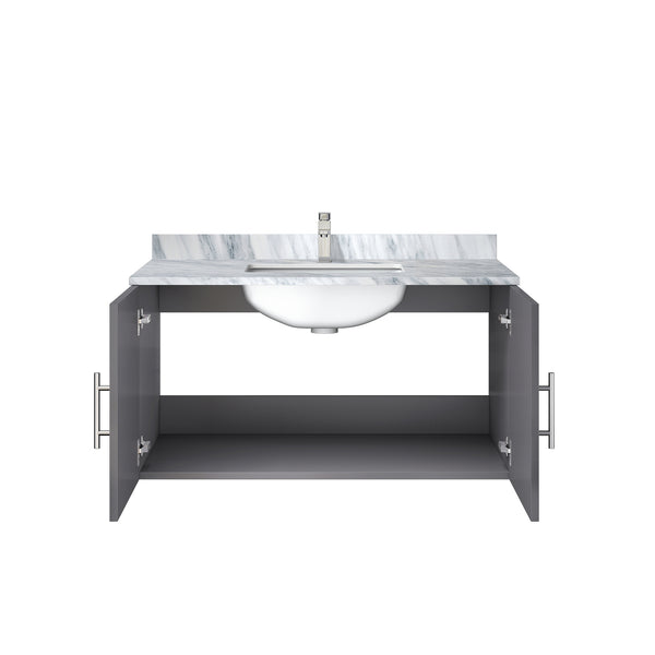 English Elm Dark Grey Bath Vanity 36" W X 22" D With Elegant Carrara Marble Top & Chrome Faucet For Modern Style B2731P258601