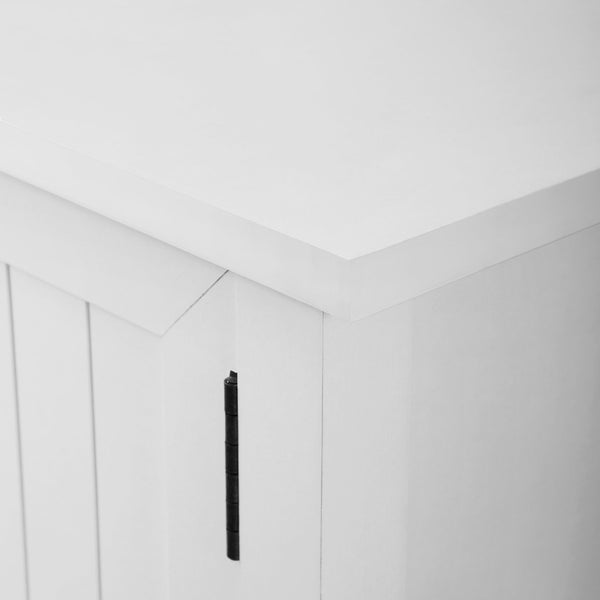 English Elm Walker Edison - Classic Grooved-Door TV Stand Solid White with Beadboard Doors, Cord Management, Adjustable Shelves, Fits 65" B185P169331