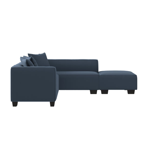 English Elm Marston Corduroy L-shape Sectional Sofa Deep Seating Six Seat Modern Living Room Navy Blue B127S00003
