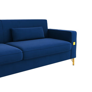 English Elm FX-P18-RB(SOFA)Luxury Faux Sherpa Sofa with Gold Accents, Removable Cushions & Supportive Springs W57649844