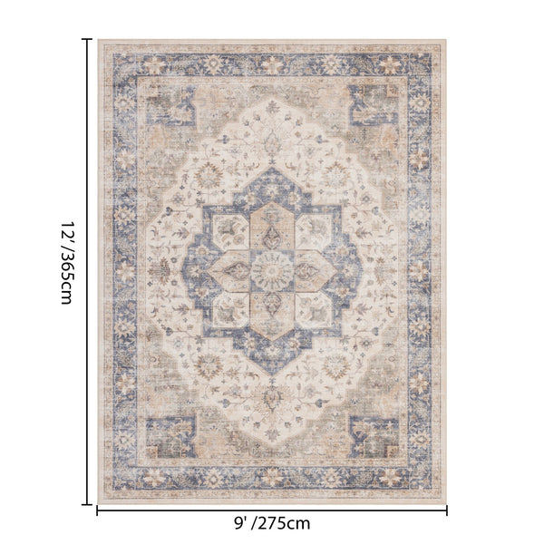 English Elm Premier Ivory Low Pile Area Rug Classic Pattern for Living Room and Dining Spaces B186P479388