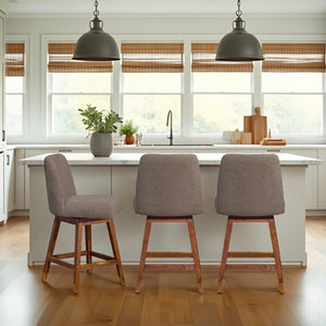 English Elm Amelia Boucle Upholstered Swivel Counterstools Set of 2 for Kitchen Island Bar B2736S00030