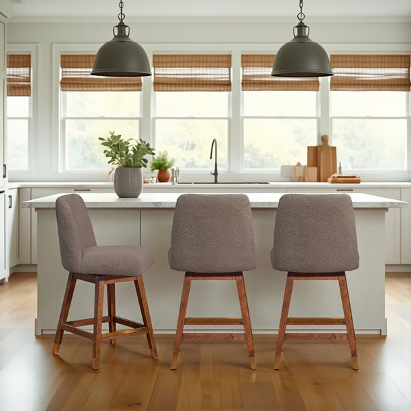 English Elm Amelia Boucle Upholstered Swivel Counterstools Set of 2 for Kitchen Island Bar B2736S00030