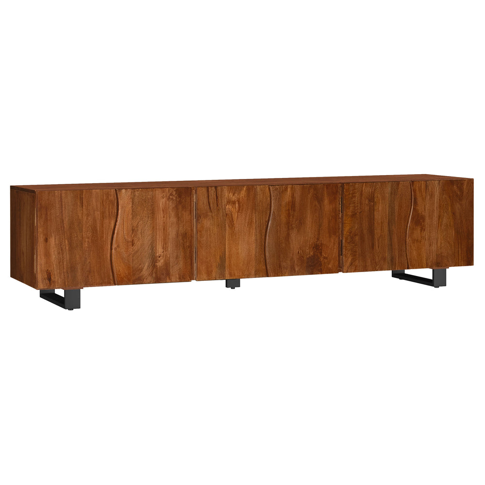 English Elm Harper Solid Mango Wood Media Console with Curved Doors for Large Living Rooms B062P451817
