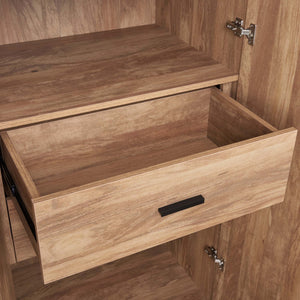 English Elm Lee 32" Space-Saving Wardrobe Closet In Golden Brown – Stylish Storage With Soft-Close Drawers & More! B365S00130