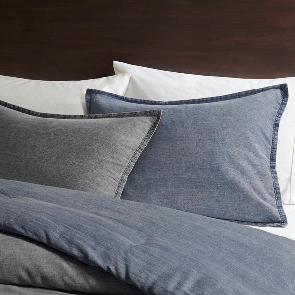 English Elm 2pcs Stone-washed Cotton Twill Comforter Set Oversized Soft Farmhouse Bedding Grey B035P341108