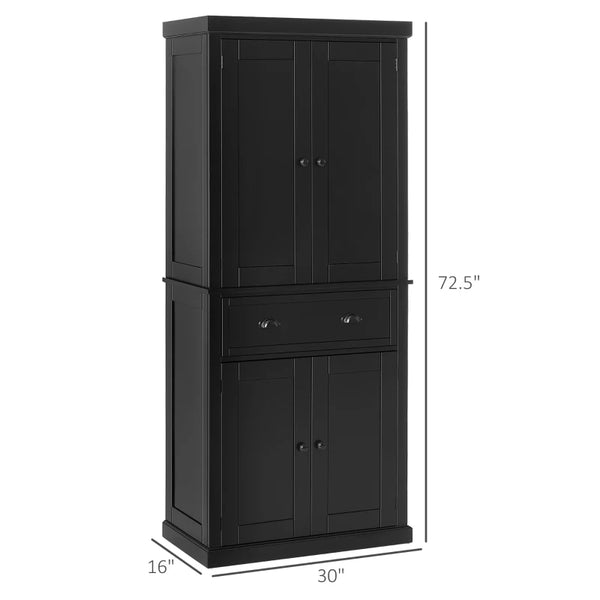 English Elm Tall Farmhouse Pantry Cabinet with Beadboard Doors Drawer and Adjustable Shelving T3971S00121