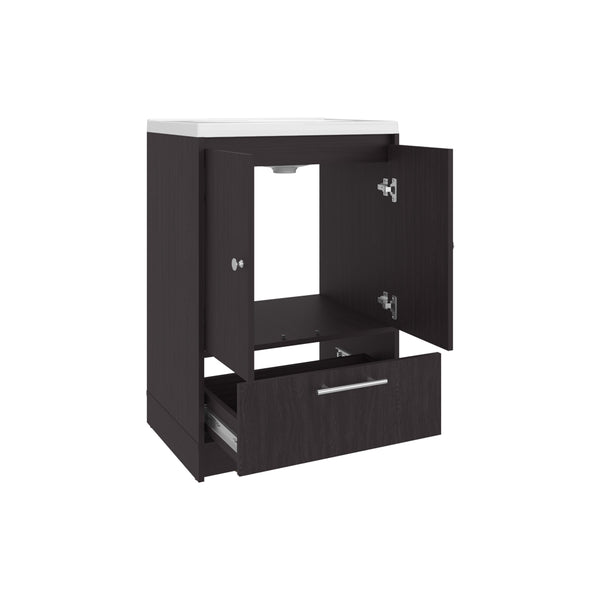 English Elm Colville Floating Wall Mount Vanity Cabinet Matte Finish Modern Bathroom Storage Black B092P439920