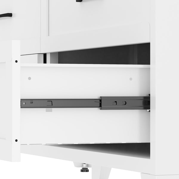 English Elm 9 Drawer Steel Dresser Low Profile White Powder Coated Frame Quiet Glide Bedroom Storage T2398P465982