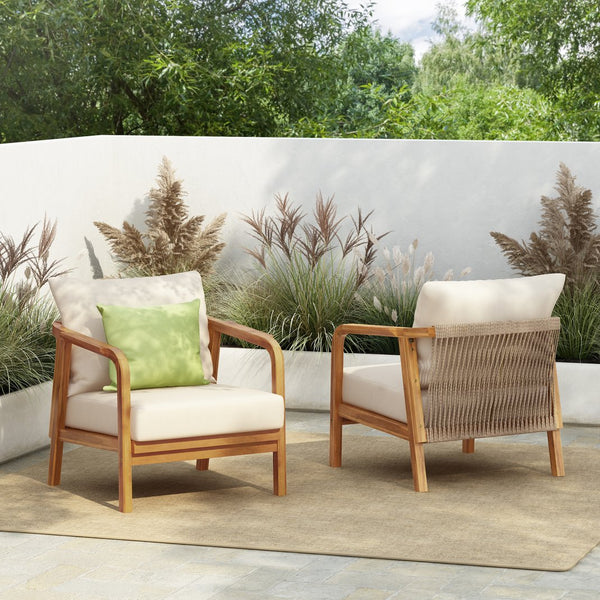 English Elm Christopher Knight Home® - [Set Of 2] 28" Comfortable Outdoor Lounge Chairs With Woven Backrest And Plush Cushions For Relaxation N767P255015T_2