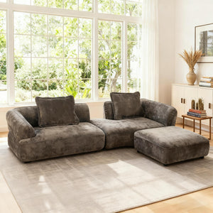 English Elm 122" L-shaped Sectional with Deep Chaise High Density Foam Low Profile Living Room Sofa N767P371309D