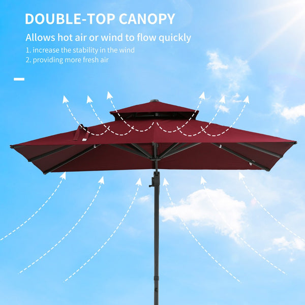 English Elm Outsunny 10Ft Offset Cantilever Patio Umbrella – Versatile Shade Solution With 360° Rotation & Tilt W2225P217598-GIGA