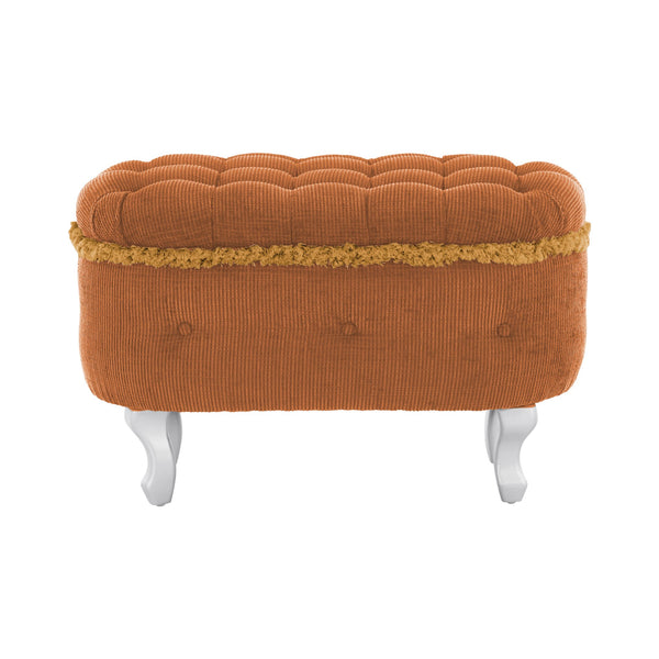 English Elm Christopher Knight Home® - 29.5'' Storage Bench with Button-Tufted Fabric, Tassel-Trim Ottoman with Hidden Compartment for Bedroom Orange 30.25 L x 18.5 W x 14 H N761P335817G